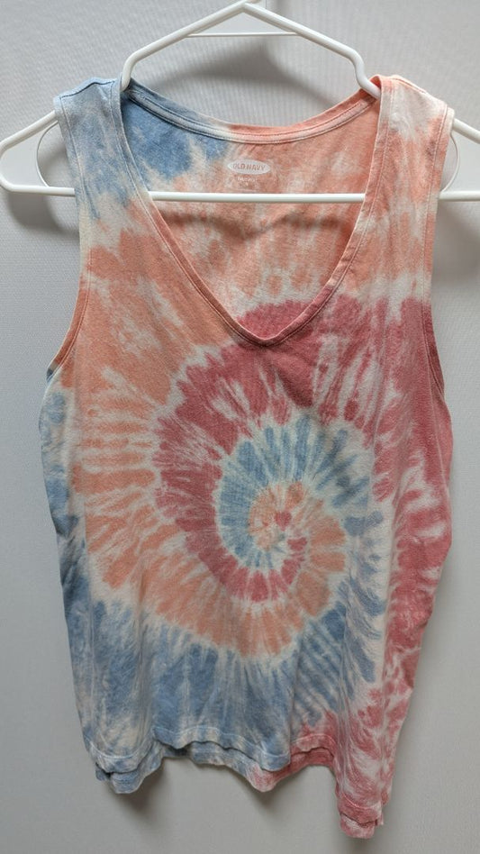 Old Navy Pink/Blue Tie-Dye V-Neck Tank