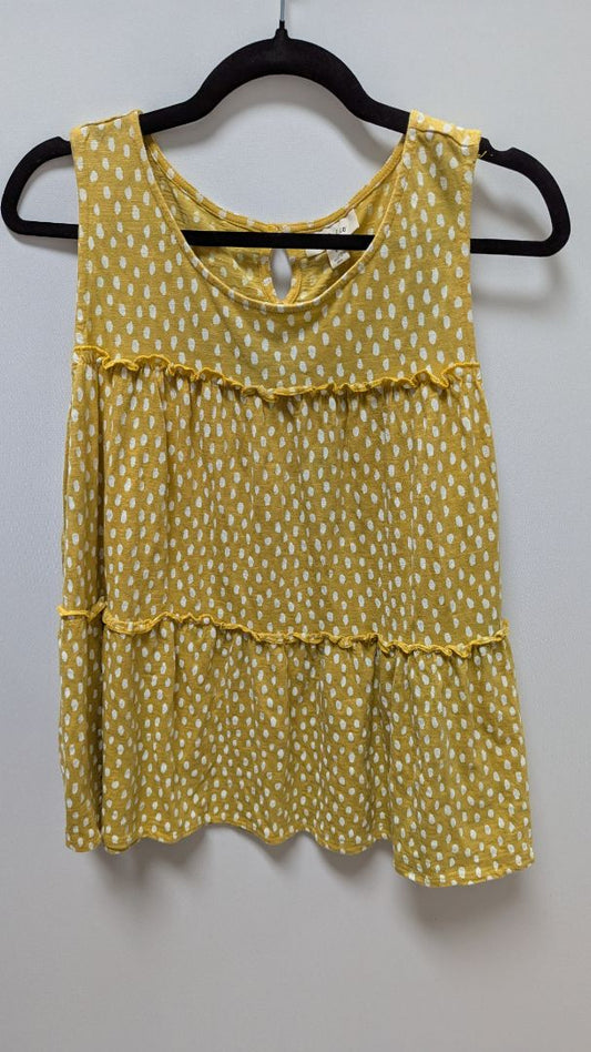 Style & Co Yellow/White Polka Dot Sleeveless Blouse