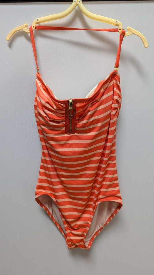 Michael Kors Orange Striped Halter-Neck One-Piece Swimsuit