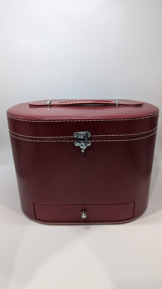 Red Leather Vintage Travel Jewelry Case