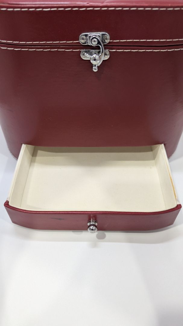 Red Leather Vintage Travel Jewelry Case