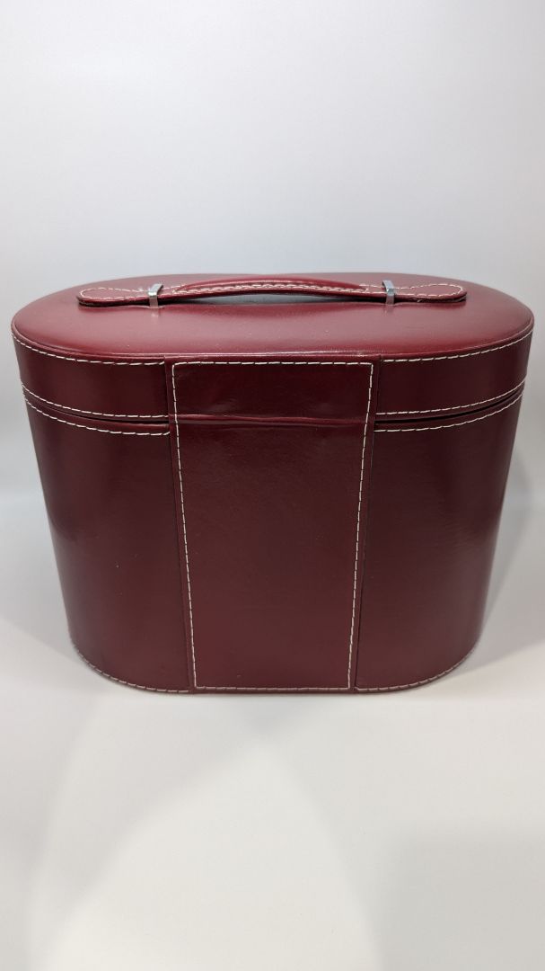 Red Leather Vintage Travel Jewelry Case