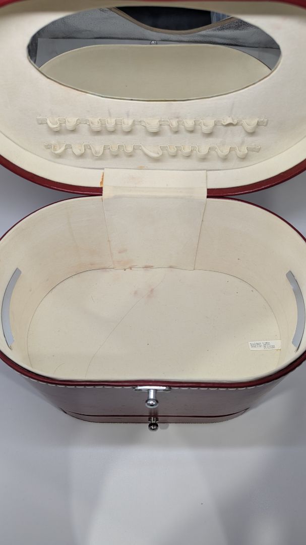 Red Leather Vintage Travel Jewelry Case