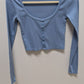 Forever 21 Blue Button-Down Cropped Cardigan