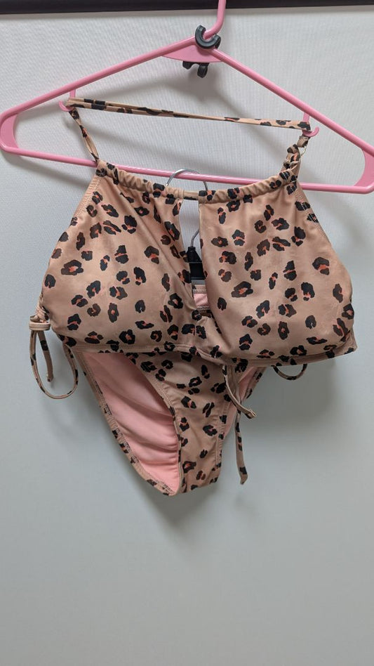 Hot Water Brown/Pink Animal Print 2-Piece Bikini Swimsuit