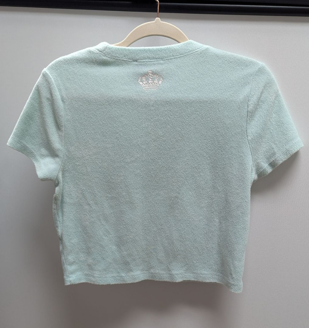 Juicy Couture x Forever 21 Light Blue Textured Cropped T-Shirt