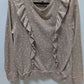 Lauren Conrad Brown/Pink Flower Patterned Ruffled Sweater