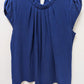 ELLE Dark Blue/Black Patterned Cap-Sleeve Blouse