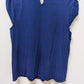 ELLE Dark Blue/Black Patterned Cap-Sleeve Blouse