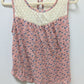 jolt Pink Floral Lace-Neck Sleeveless Blouse