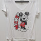 Disney White "Mickey" V-Neck Graphic T-Shirt