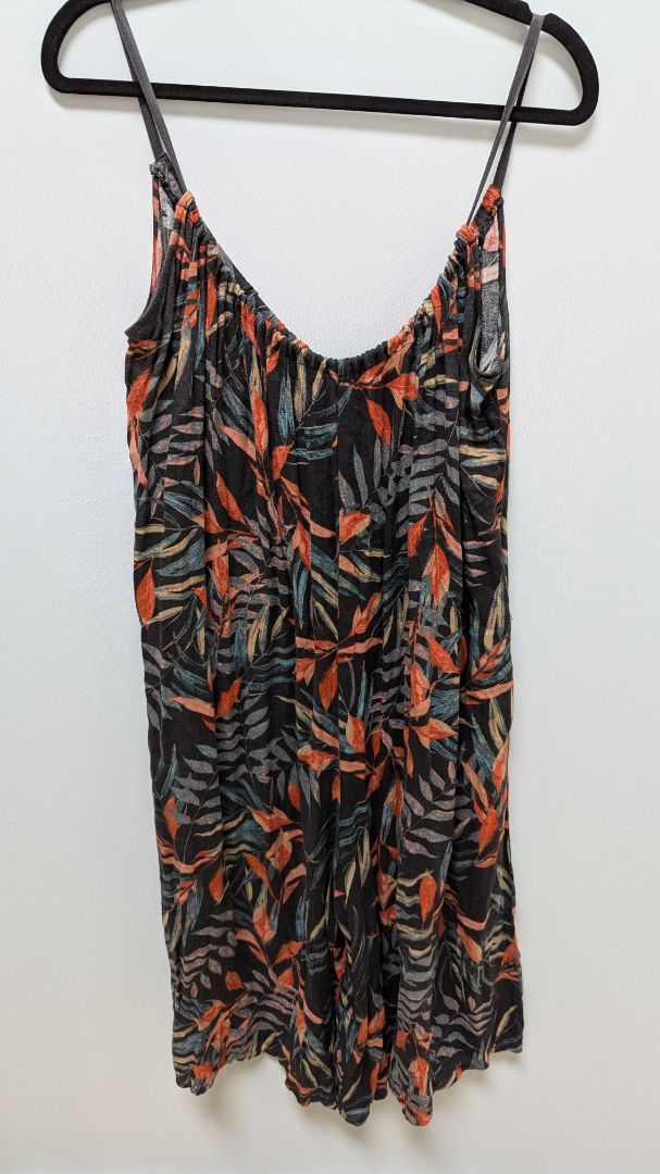 knot sisters Dark Grey/Pink Leaf Patterned Wide-Leg Jumpsuit