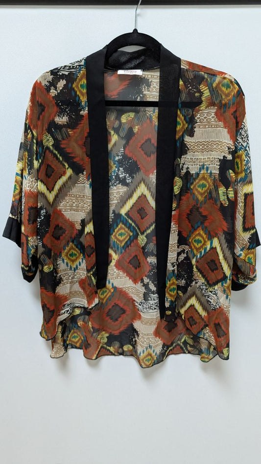 Vivace Black/Multicolor Sheer Kimono Sleeve Overpiece
