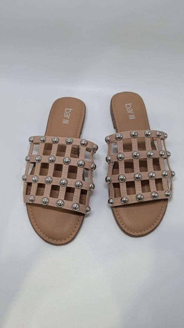 Bar III Beige Caged Metallic Studded Sandals