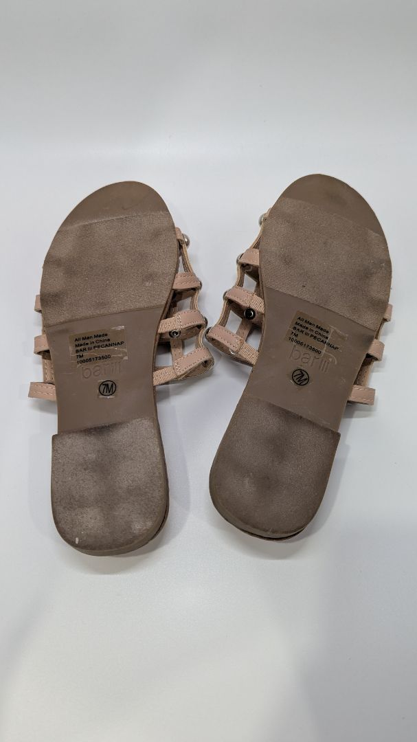 Bar III Beige Caged Metallic Studded Sandals