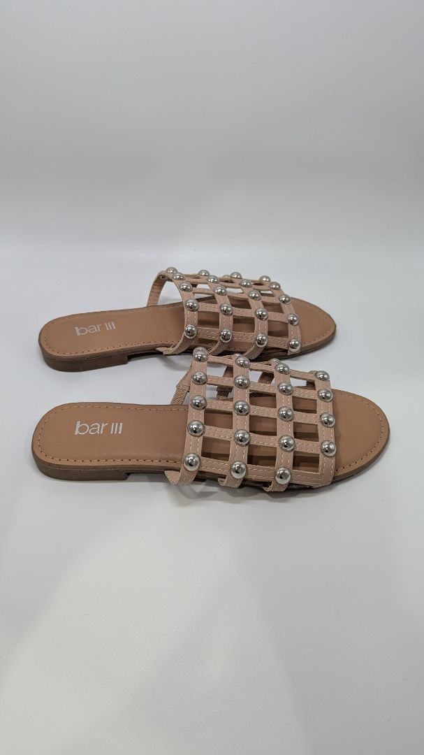 Bar III Beige Caged Metallic Studded Sandals