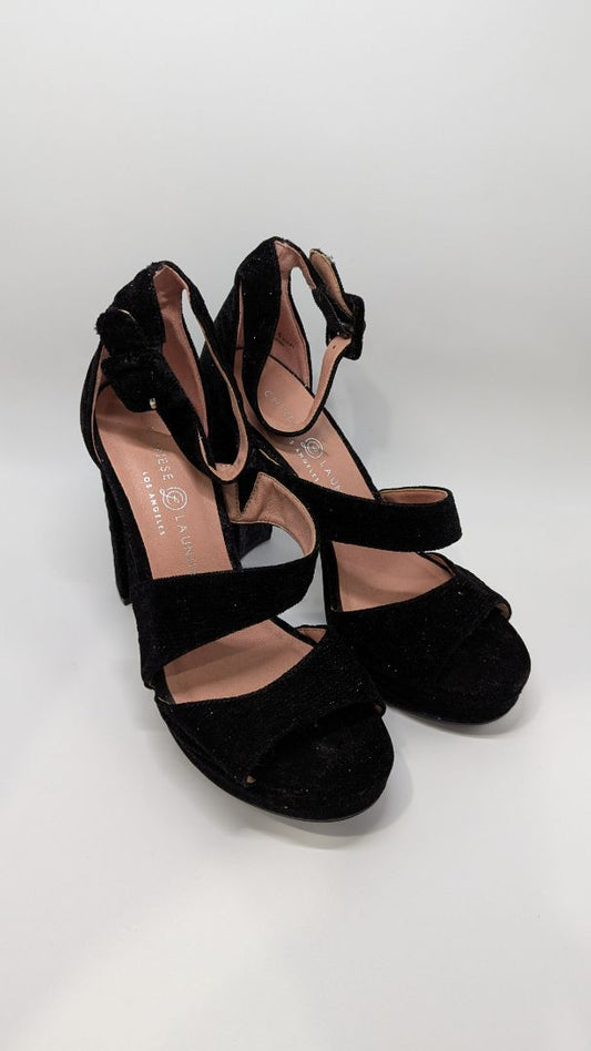 Chinese Laundry Black Velvet Sparkle Heels