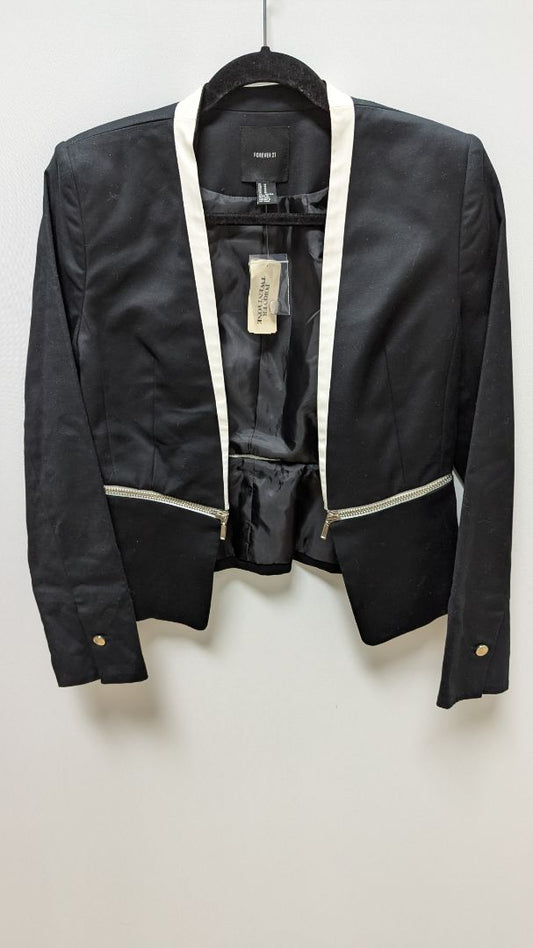 Forever 21 Black/White Trimmed Blazer with Zipper