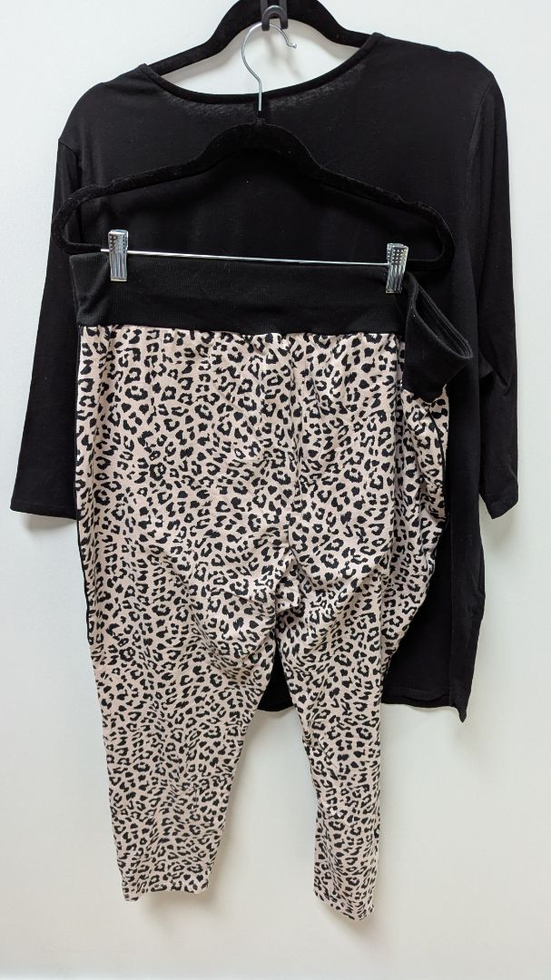Cacique Black/Pink Animal Print Sleep T-Shirt & Leggings Set