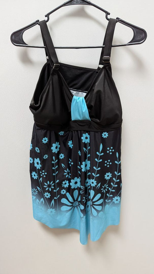 Black/Blue Floral Tankini Swim Top