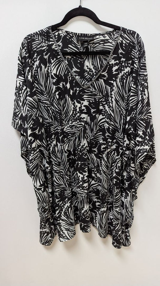 Lane Bryant Black/White Leaf Floral Kimono Blouse
