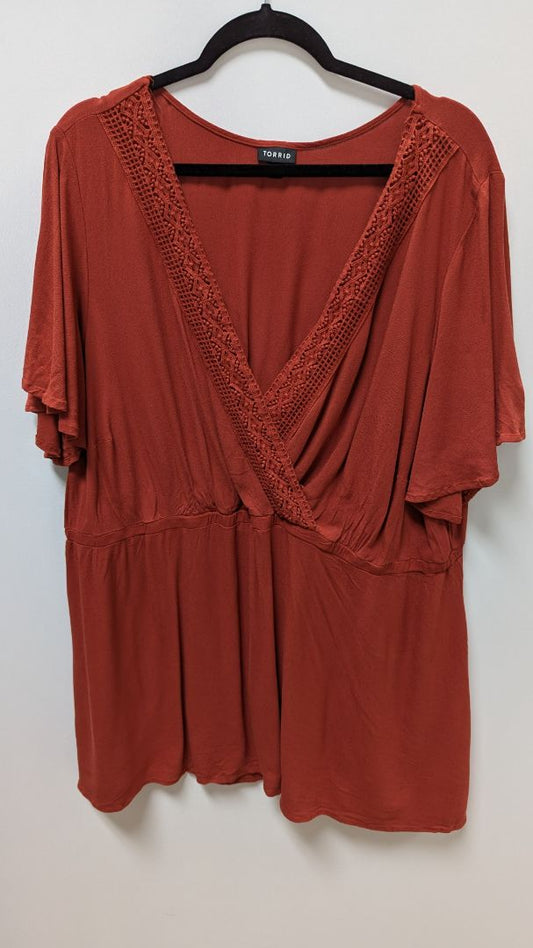 Torrid Dark Orange Crochet Neckline Blouse