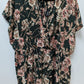 Torrid Dark Green/Pink Floral Faux-Wrap Blouse