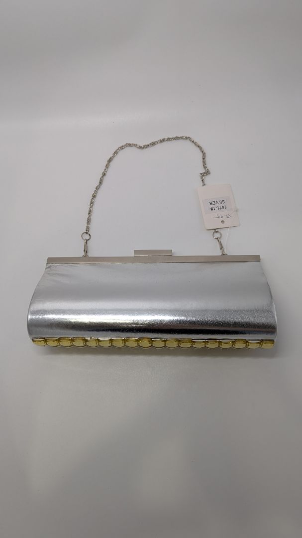 Silver/Yellow Faux-Gemstone Studded Clutch Purse
