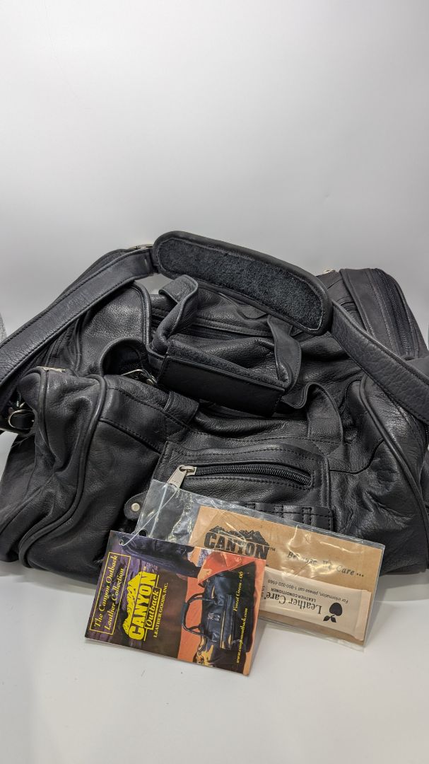 Canyon Outback Black Genuine Leather Duffle Bag