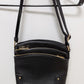 Black/Gold Leather Crossbody Bucket Purse