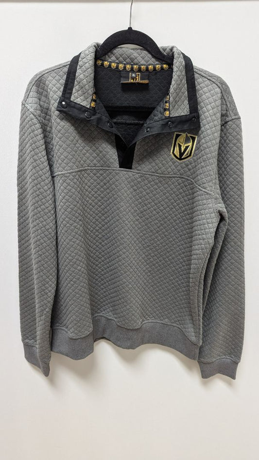 Vegas Golden Knights Grey Quarter-Button Pullover Sweatshirt