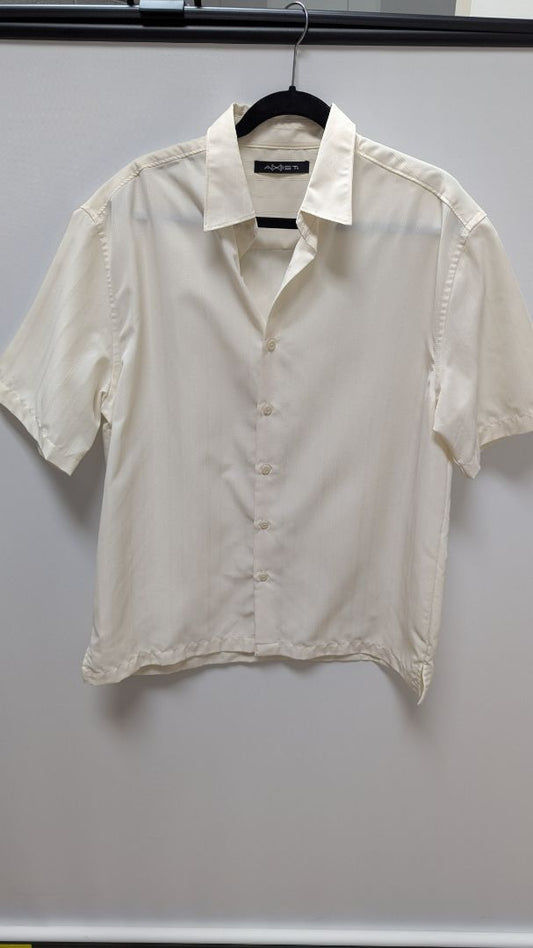 AXIST Beige Sheer Short-Sleeve Button-Down Shirt