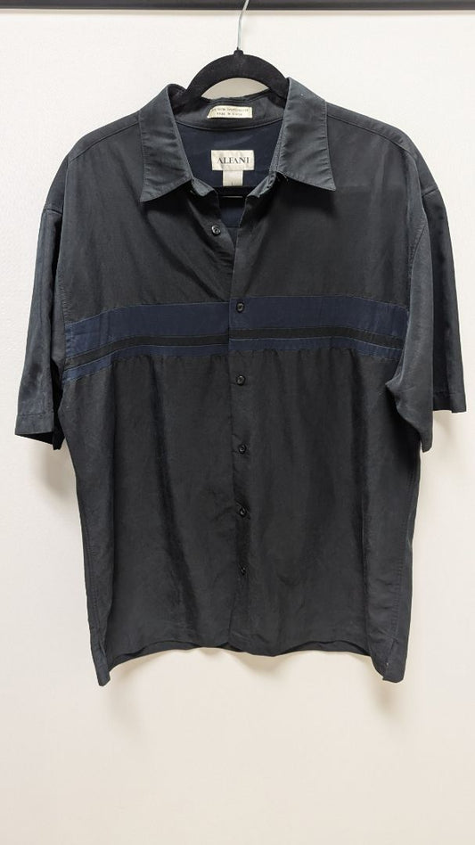 Alfani Black/Navy Stripe Button-Down Shirt