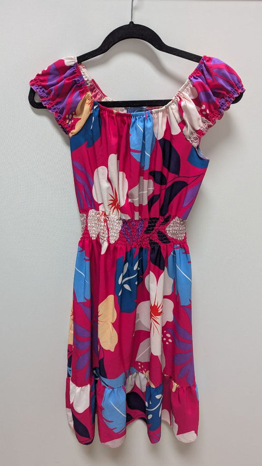 S.Cristina Pink/Palm Floral Flared Dress
