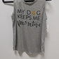 APT. 9 Grey "My Dog Keeps Me Pawsitive" Graphic Tank