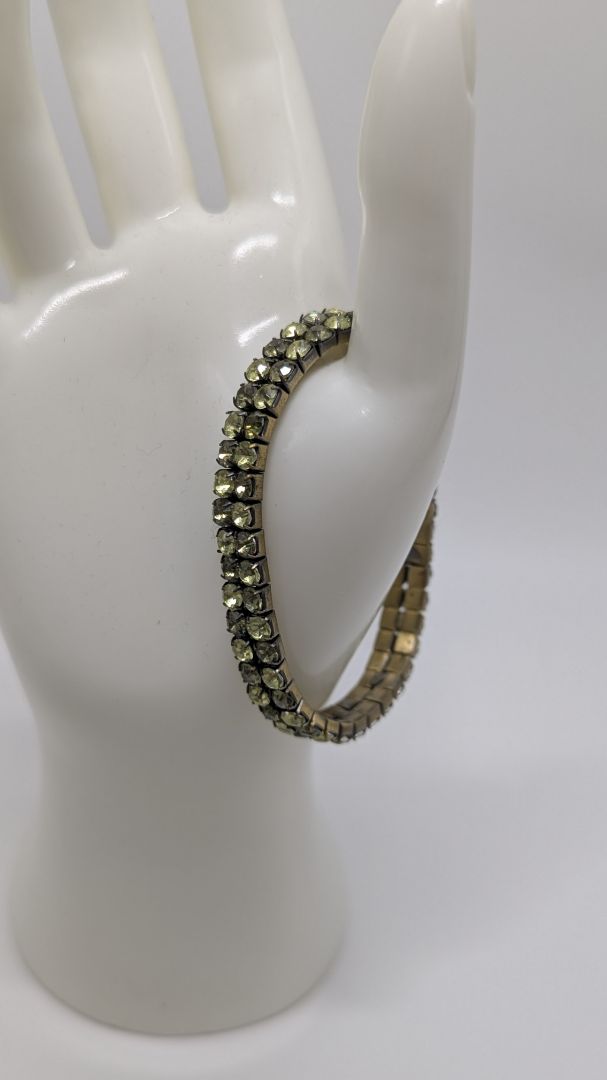 Green/Bronze Elastic Faux Gem Bracelet