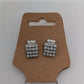Vintage Silver Square Gemstone Pendant Necklace & Earrings Set