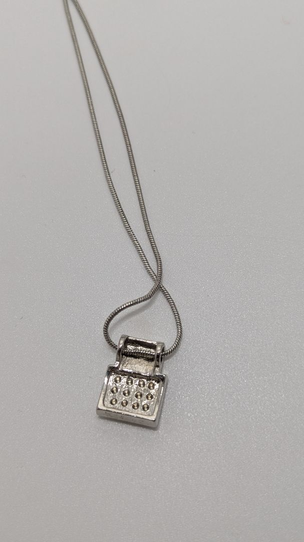 Vintage Silver Square Gemstone Pendant Necklace & Earrings Set
