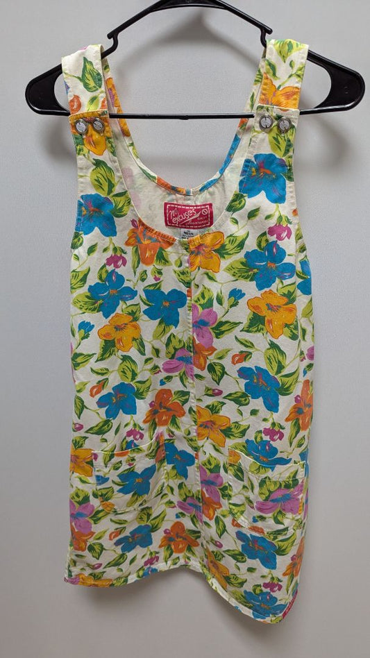 No Excuses Vintage Multicolor Floral Overalls Dress