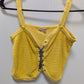 SKIVA Yellow Terrycloth Crop Lace-Up Tank