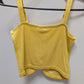 SKIVA Yellow Terrycloth Crop Lace-Up Tank
