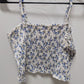 No Boundaries White/Blue Floral Ruched Cropped Tank