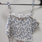 No Boundaries White/Blue Floral Ruched Cropped Tank