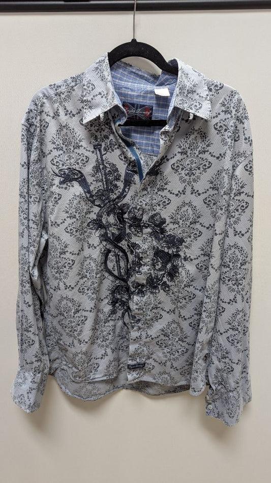 English Laundry Men's Light Blue Paisley Button-Down Shirt