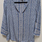 NIC + ZOE Light Blue Patterned Sheer Blouse