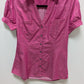 Express Pink Short-Sleeve Denim Button-Down Blouse