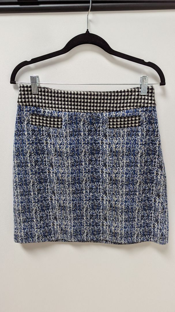 Cabi Blue/Black Tweed Blazer & Skirt Suit Set