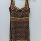 BCBGMAXAZRIA Black/Red Abstract Printed Midi Dress
