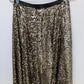 maEVe Gold Sequin Flared Midi Skirt