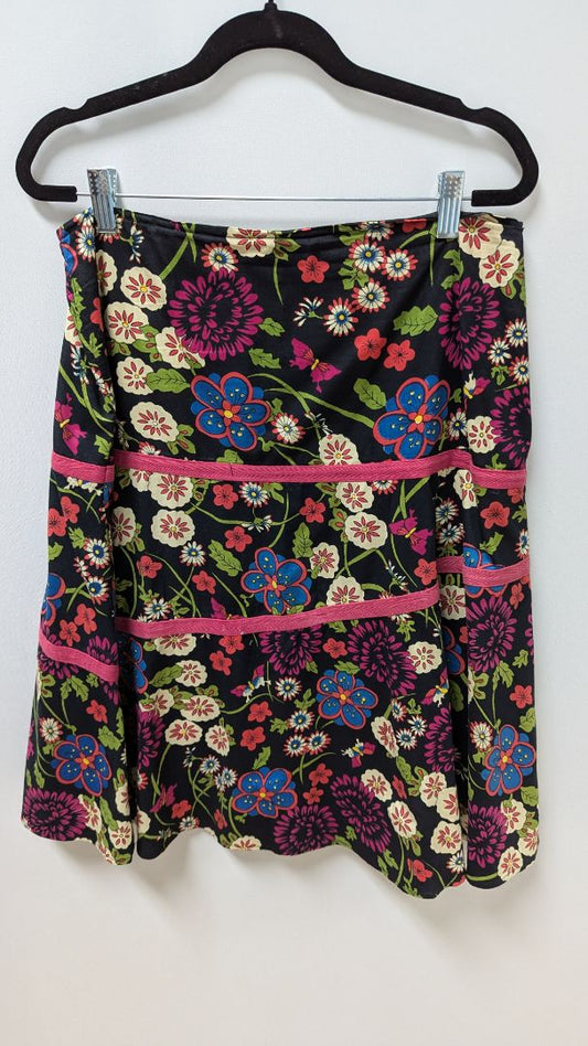 Mix Nouveau NY Black/Pink Floral Vintage Midi Skirt